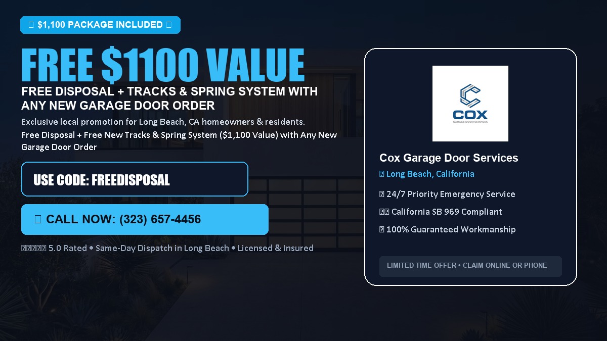 Free Disposal + Free New Tracks & Spring System with Any New Garage Door Order ($1100 Value) in Long Beach, CA